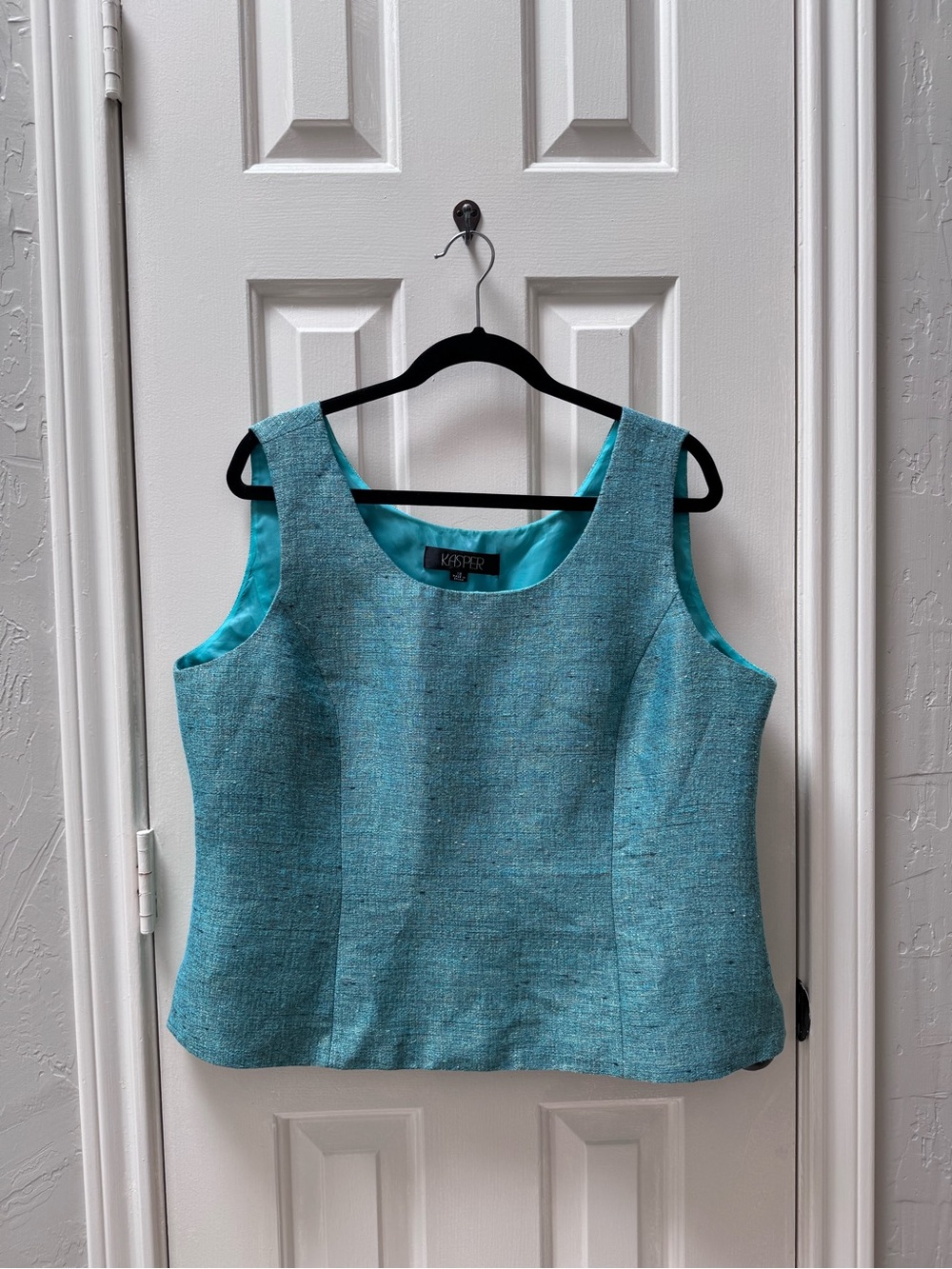 Kasper 18 Metallic Teal Boucle Tweed Vest